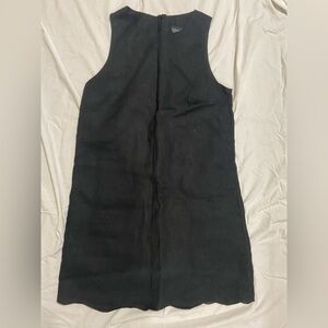 Topshop Black Sleeveless Scallop Hem Mini Linen Dress